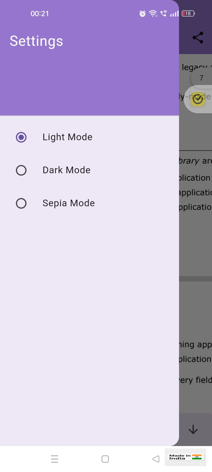 Settings different theme