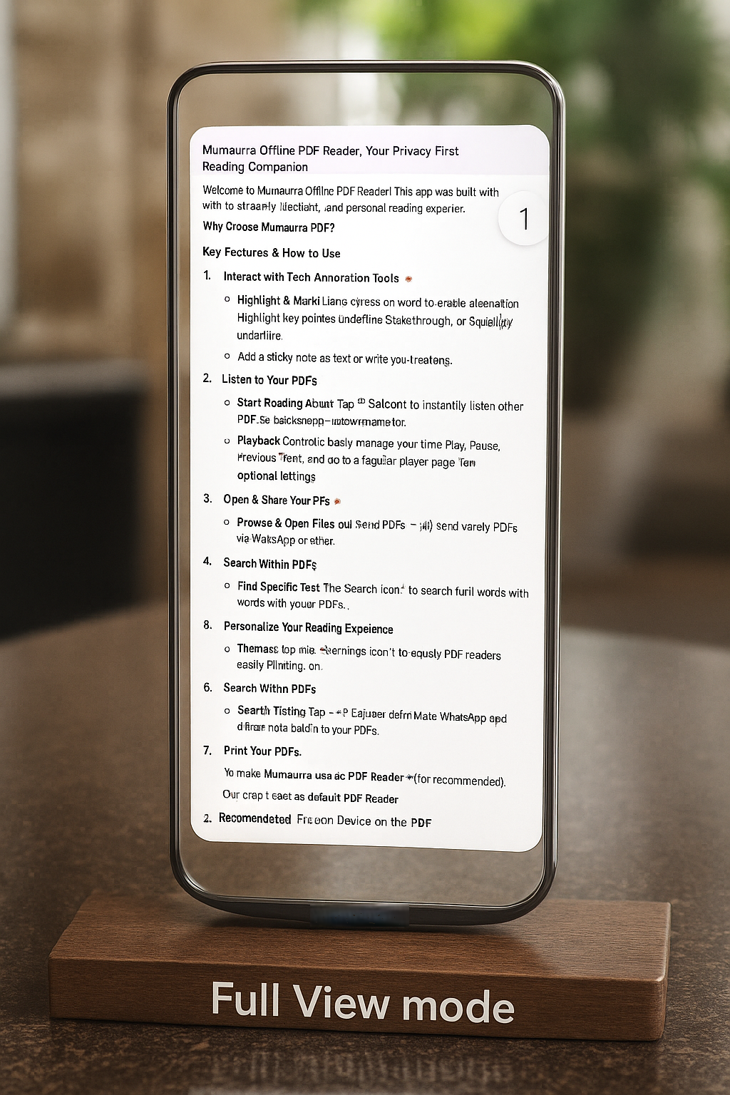 Full-screen PDF reader